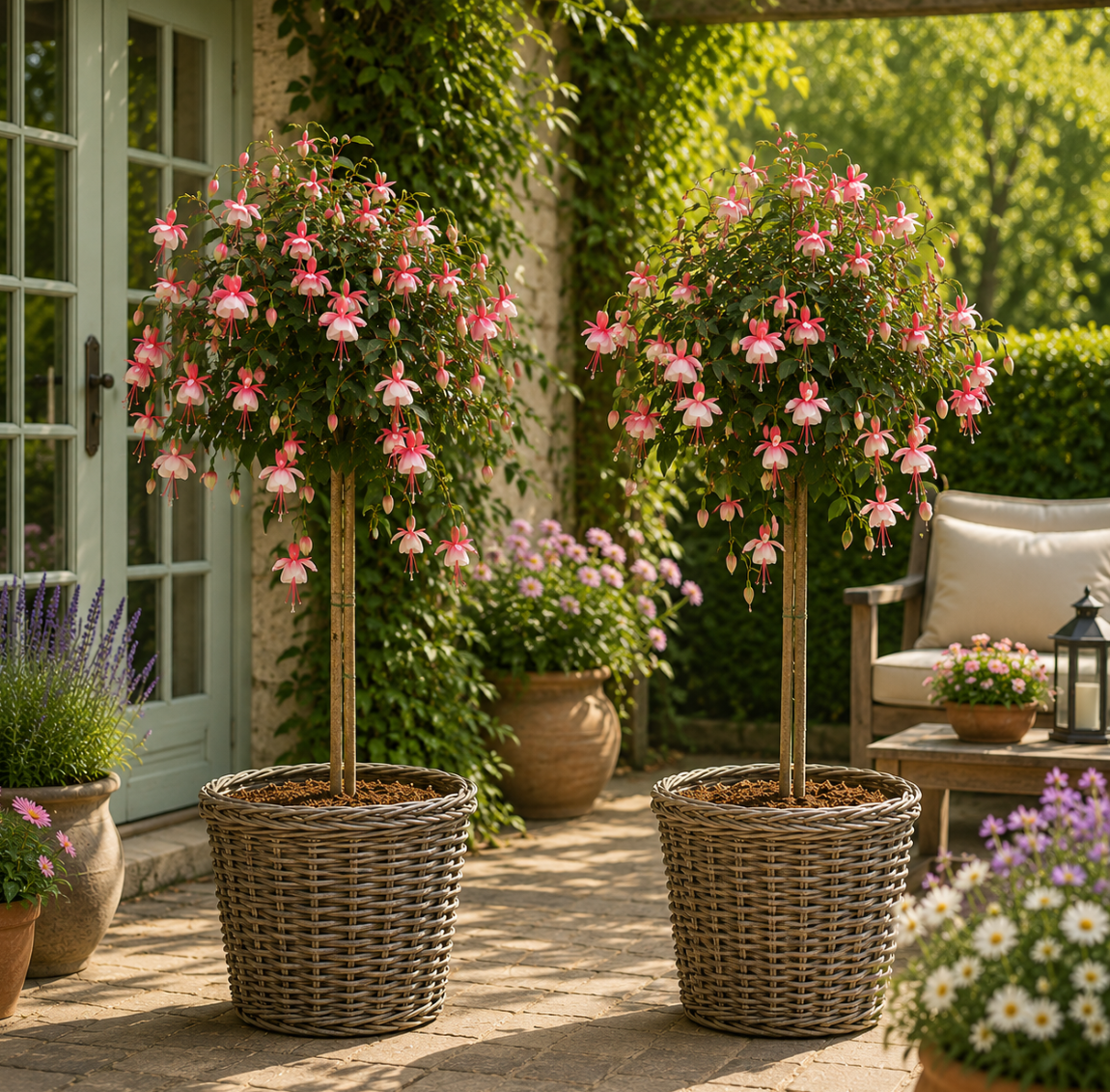 Pair of Fuchsia Tree Standards 'El Camino' - Gorgeous Patio Fuchsia Trees in Bud & Bloom